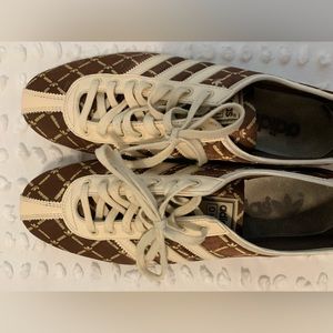 Adidas satin brown logo shoes